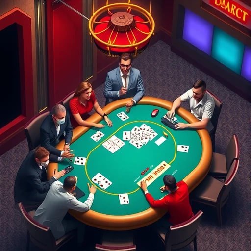 Dealer holang88 Live Sic Bo melempar dadu dalam wadah kaca transparan